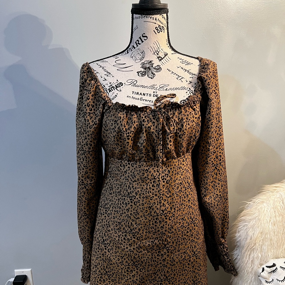 Leopard Print Long Sleeve Dress